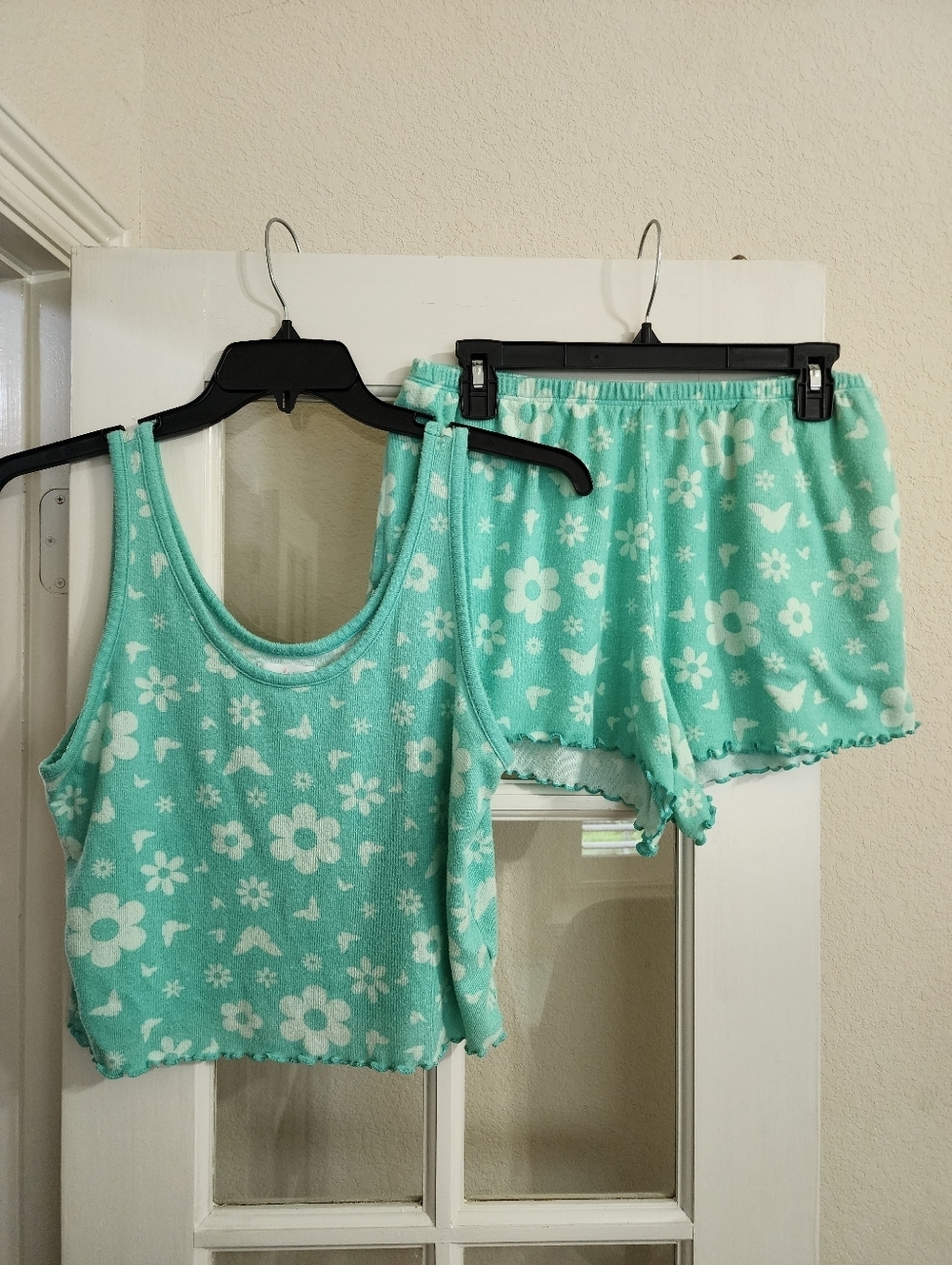 Colsie Target Mint Floral Butterfly Pajama Lounge Set Tank Shorts M